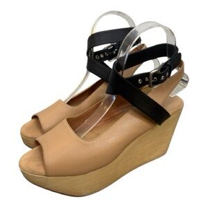 Rachel Comey Ceres wood wedge leather peep toe ankle strap sandals size 9